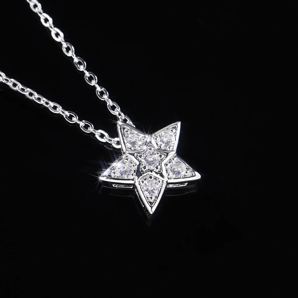 New Women’s 925 Silver Lovely Star ⭐️ Diamond Necklace - Picture 6 of 6